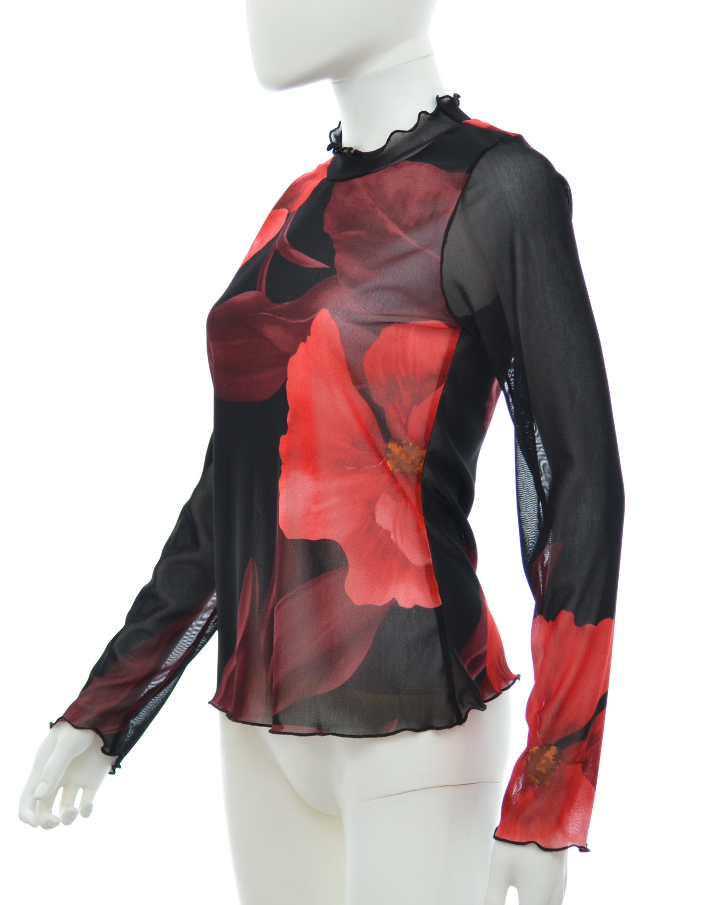 Hanoi Mesh Top - Red Flower