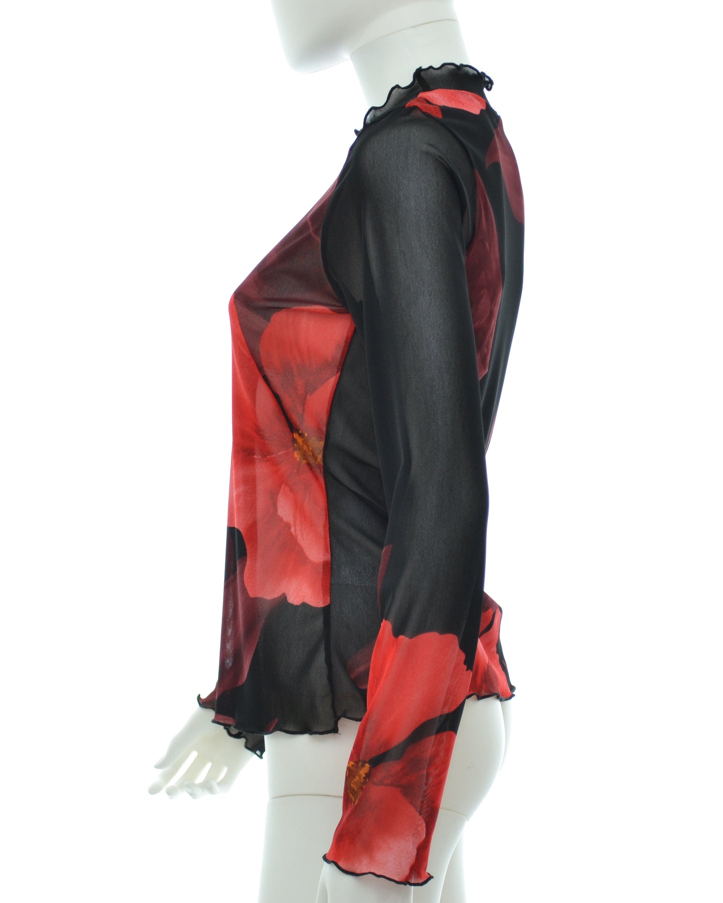 Hanoi Mesh Top - Red Flower