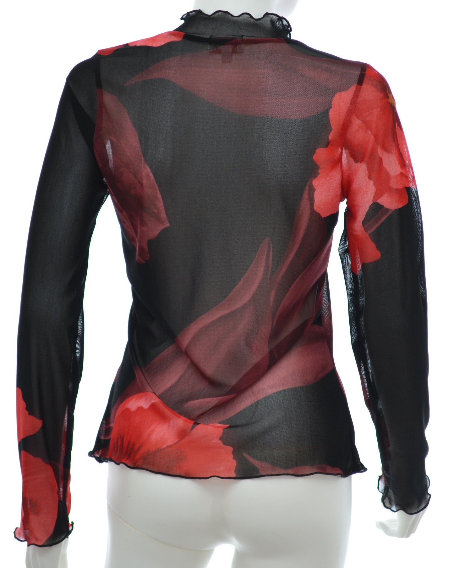 Hanoi Mesh Top - Red Flower