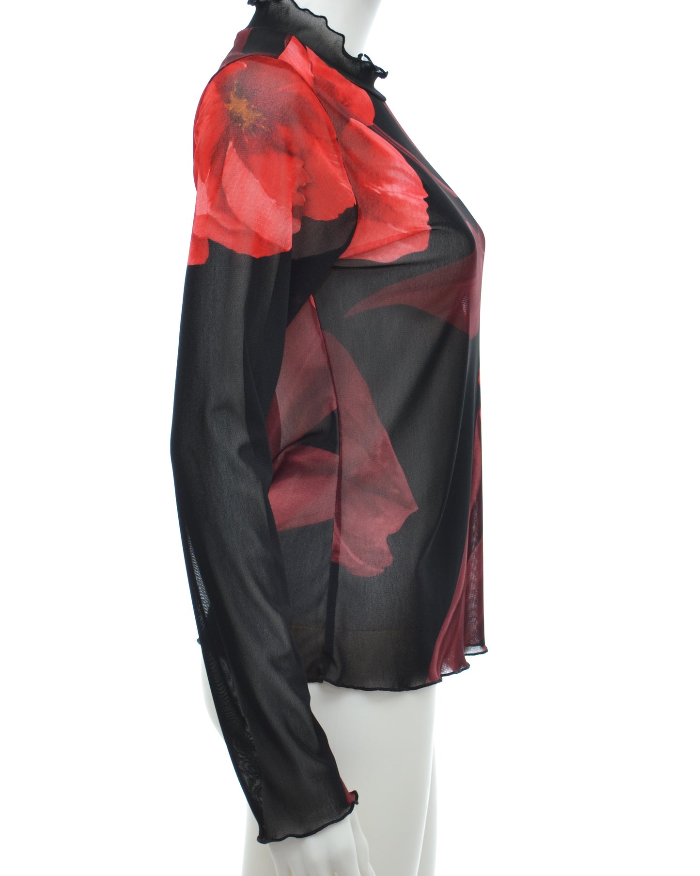 Hanoi Mesh Top - Red Flower
