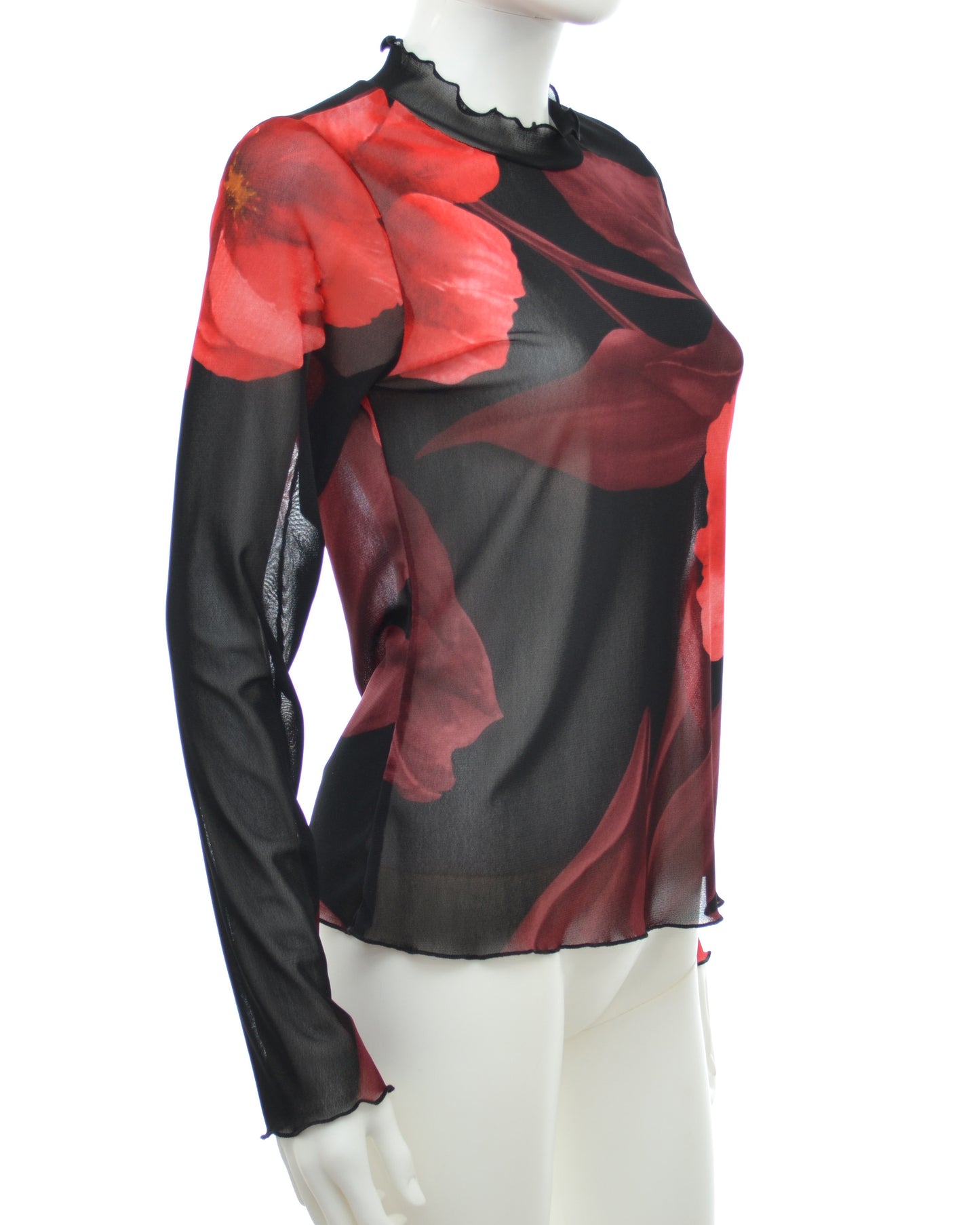Hanoi Mesh Top - Red Flower