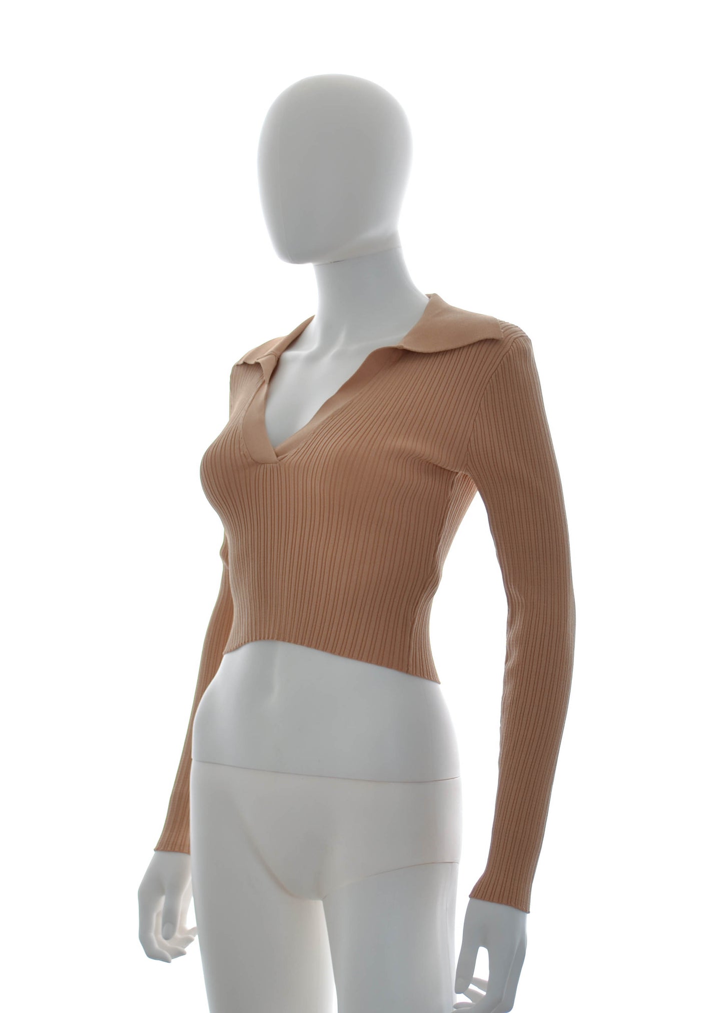 Forever 21 Sand Long Sleeve Vneck Crop Top