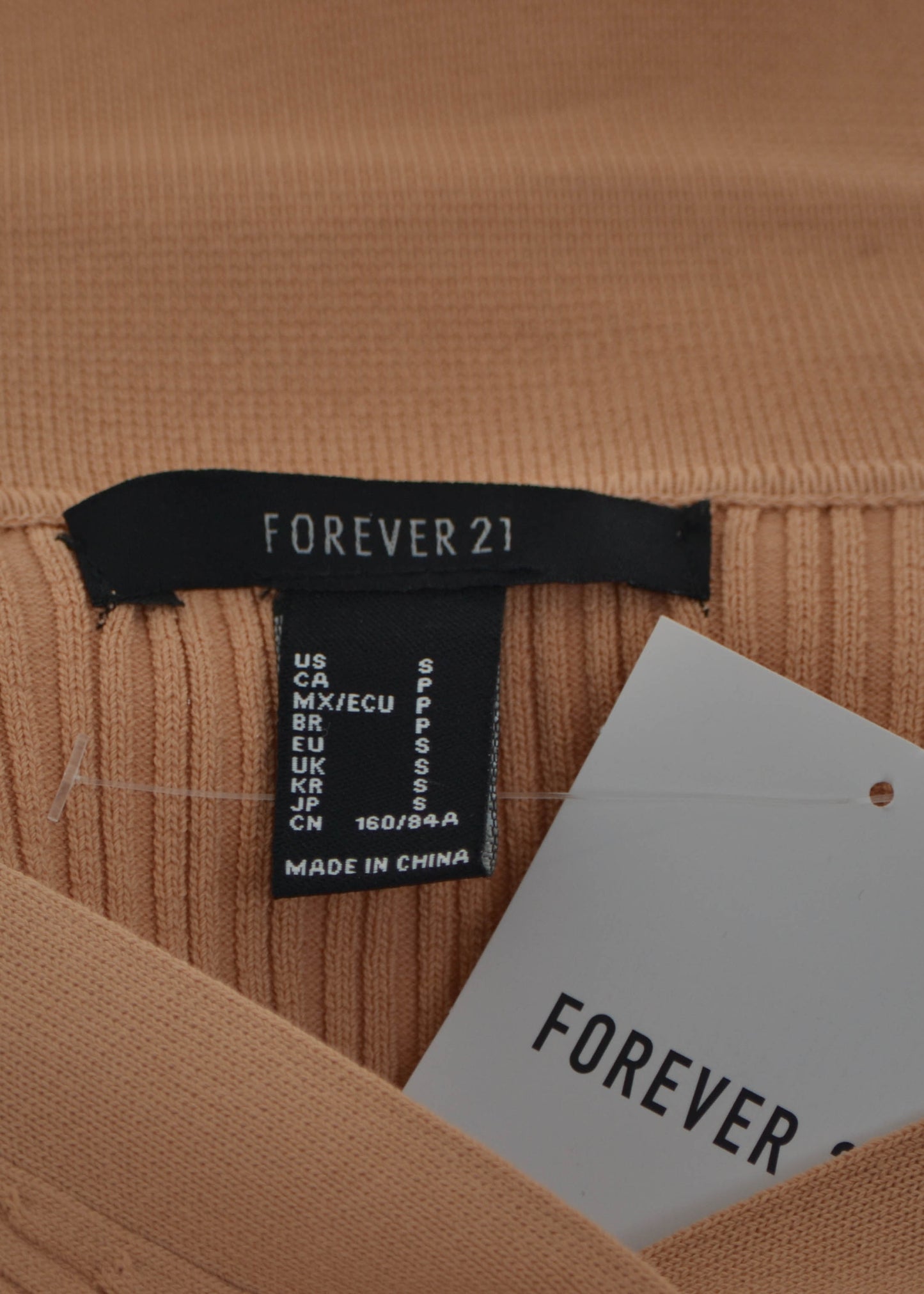 Forever 21 Sand Long Sleeve Vneck Crop Top