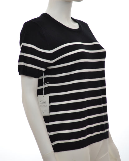 Cielo Simplicity Crew Neck Stripe Short Sleeves