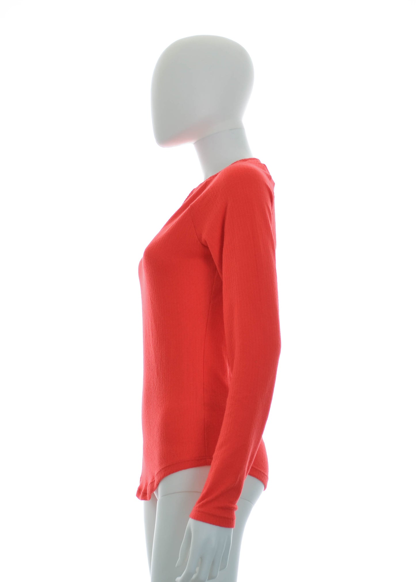 Jenni Split-Neck Ribbed Long Sleeve Knit Pajama Top