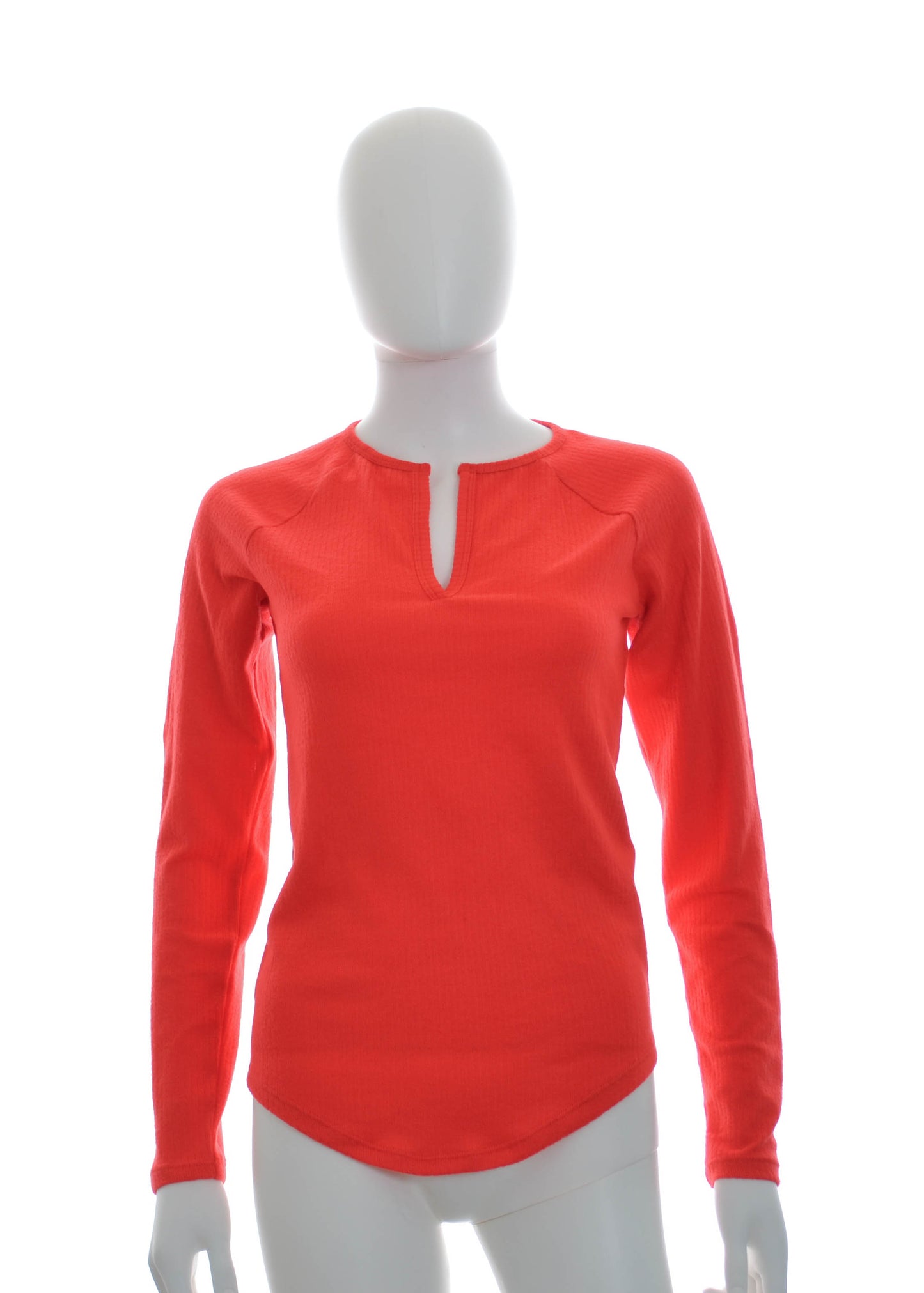 Jenni Split-Neck Ribbed Long Sleeve Knit Pajama Top