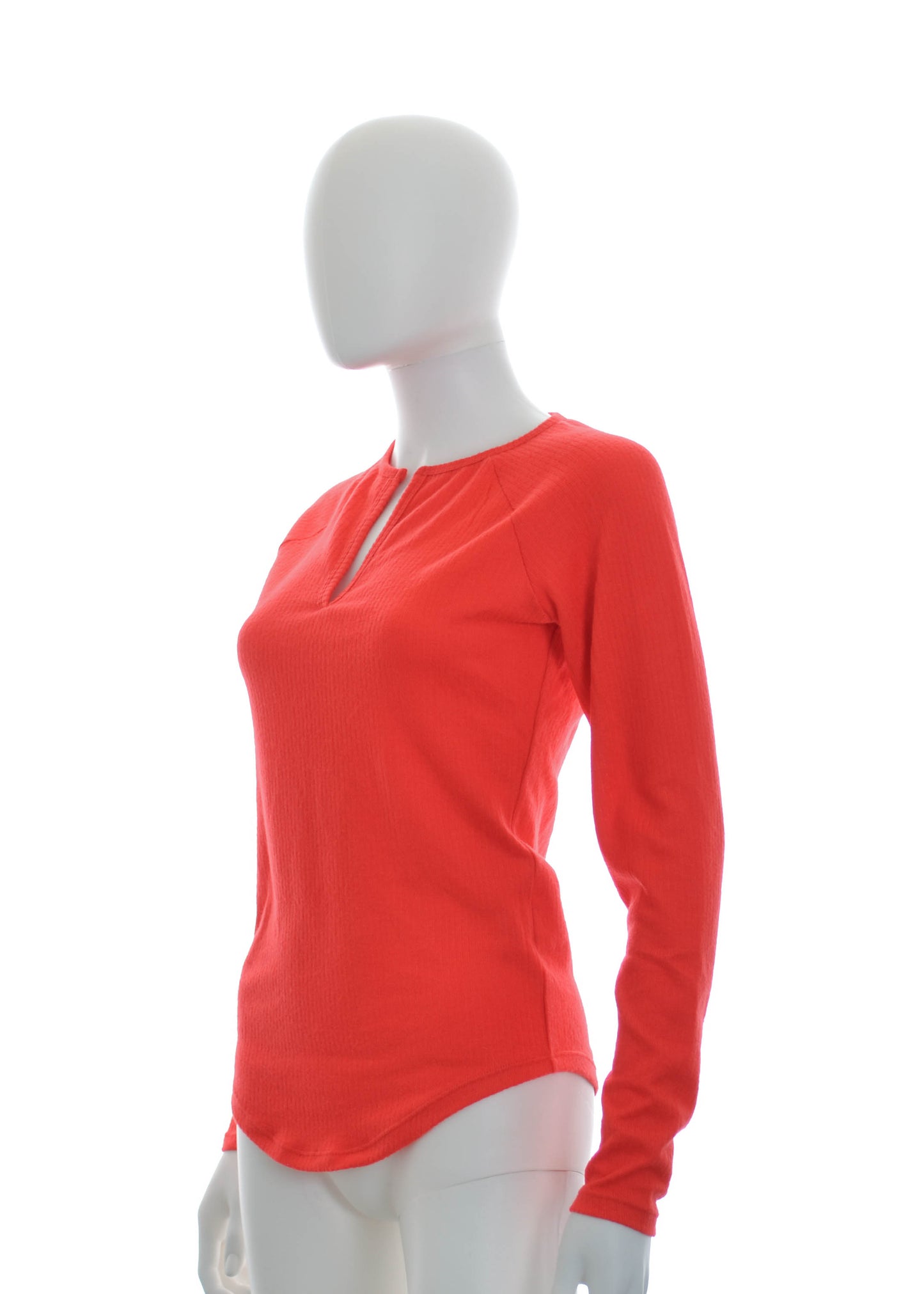 Jenni Split-Neck Ribbed Long Sleeve Knit Pajama Top