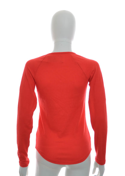 Jenni Split-Neck Ribbed Long Sleeve Knit Pajama Top