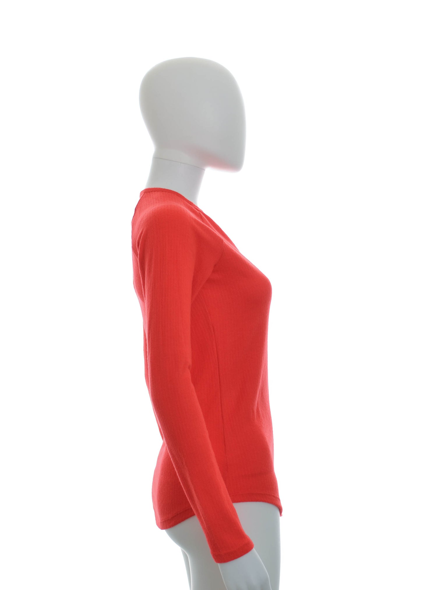Jenni Split-Neck Ribbed Long Sleeve Knit Pajama Top