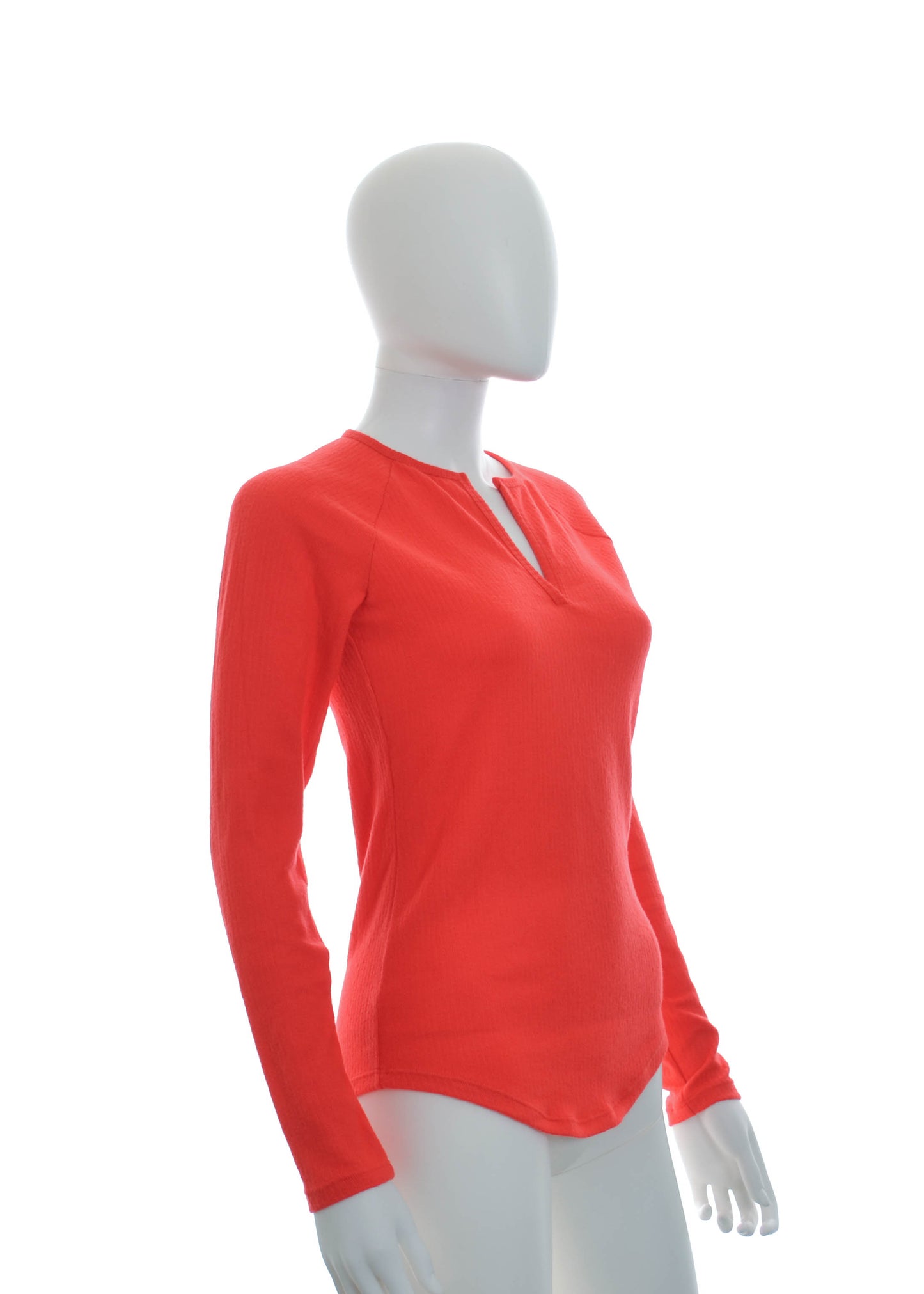 Jenni Split-Neck Ribbed Long Sleeve Knit Pajama Top