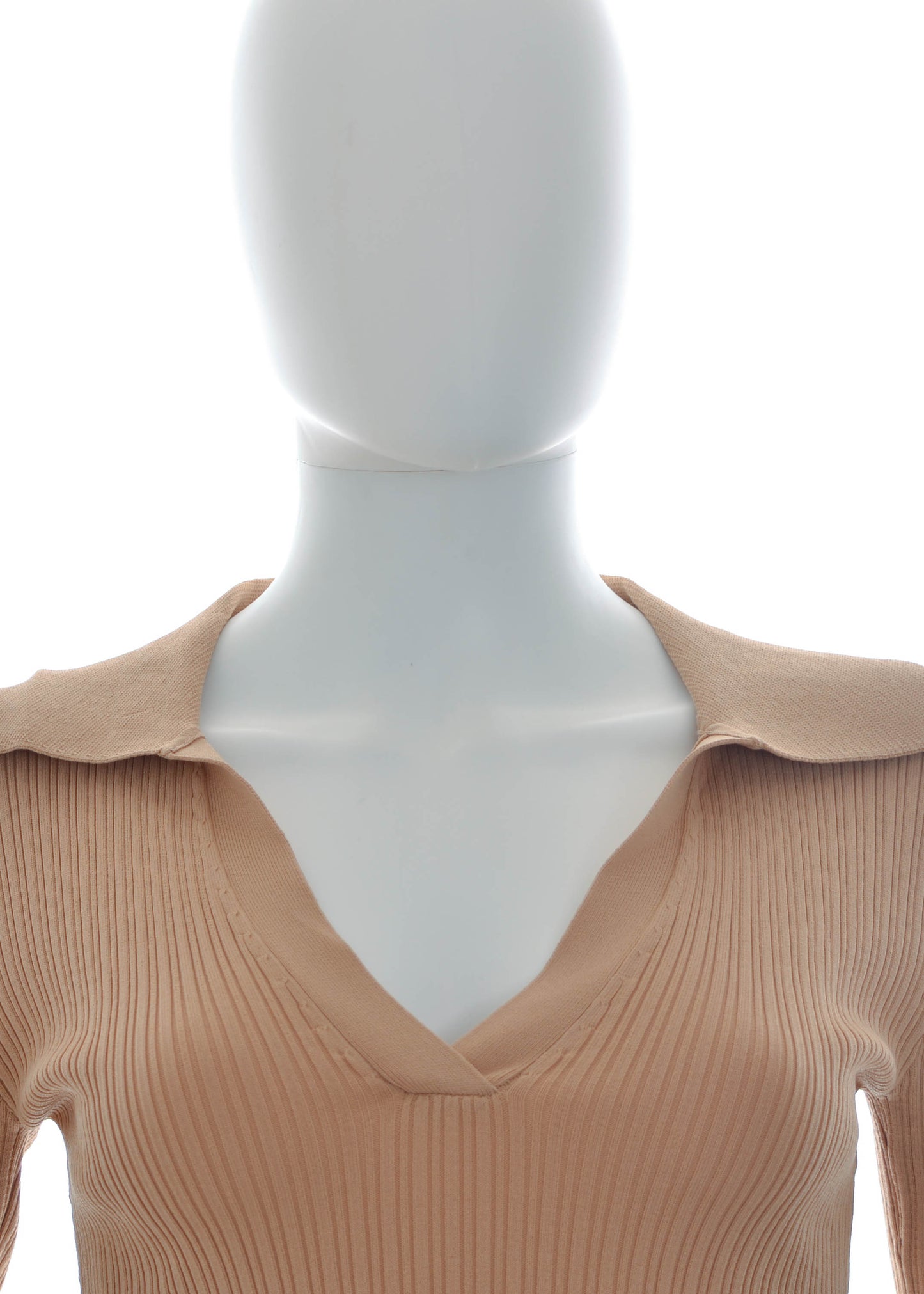 Forever 21 Sand Long Sleeve Vneck Crop Top