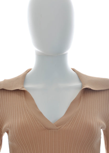 Forever 21 Sand Long Sleeve Vneck Crop Top